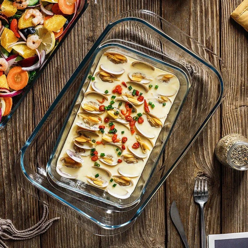 3pcs BAKING & MICROWAVEABLE glass casserole tins