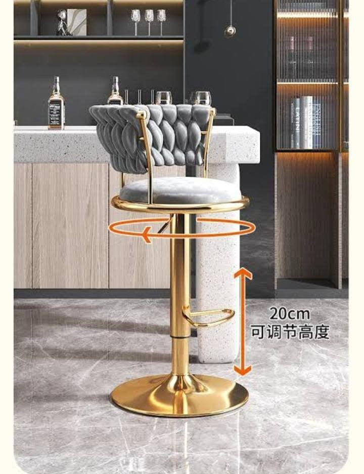 Swivel Bar Stools  for Kitchen Island, Counter Height Bar Chairs with velvet Back and Gold Metal Legs