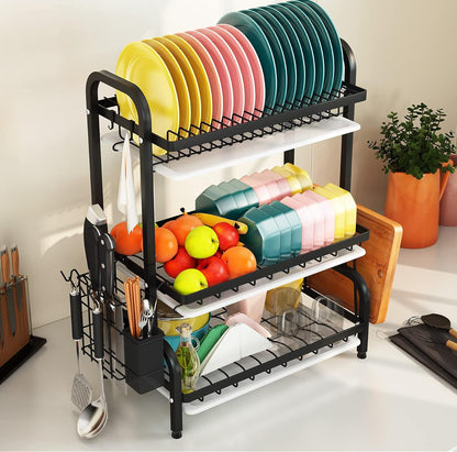 3 tier dish rack with cutlery holder & Chop Board Holder