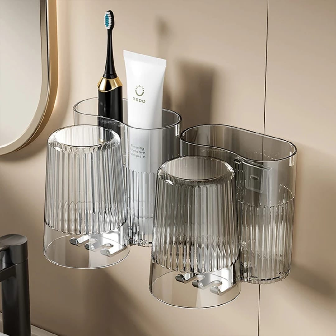 Toothbrush holders with gaggle cup.