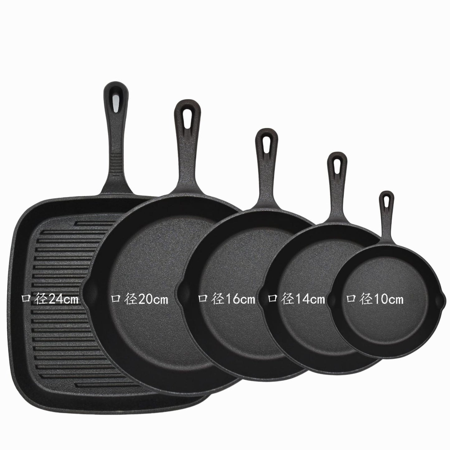 5pcs Cast Iron Skillet Set and steak pan
