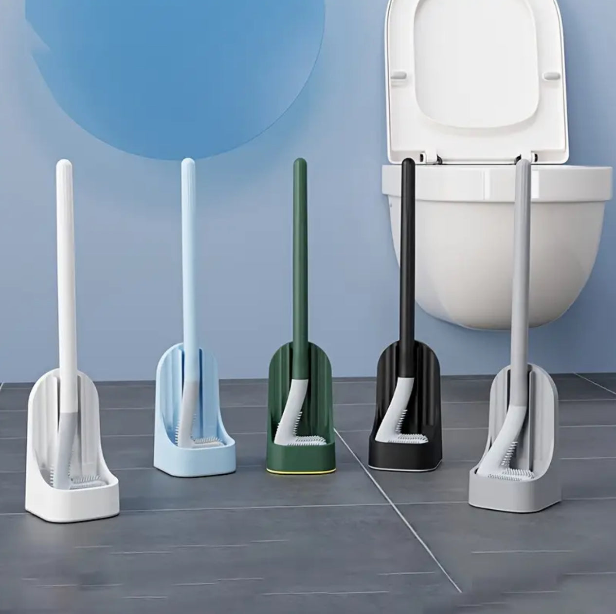 Silicone Bristle Golf Toilet Brush and Drying Holder