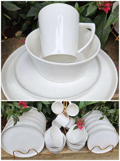 24pcs ALL White CERAMIC DINNER SET