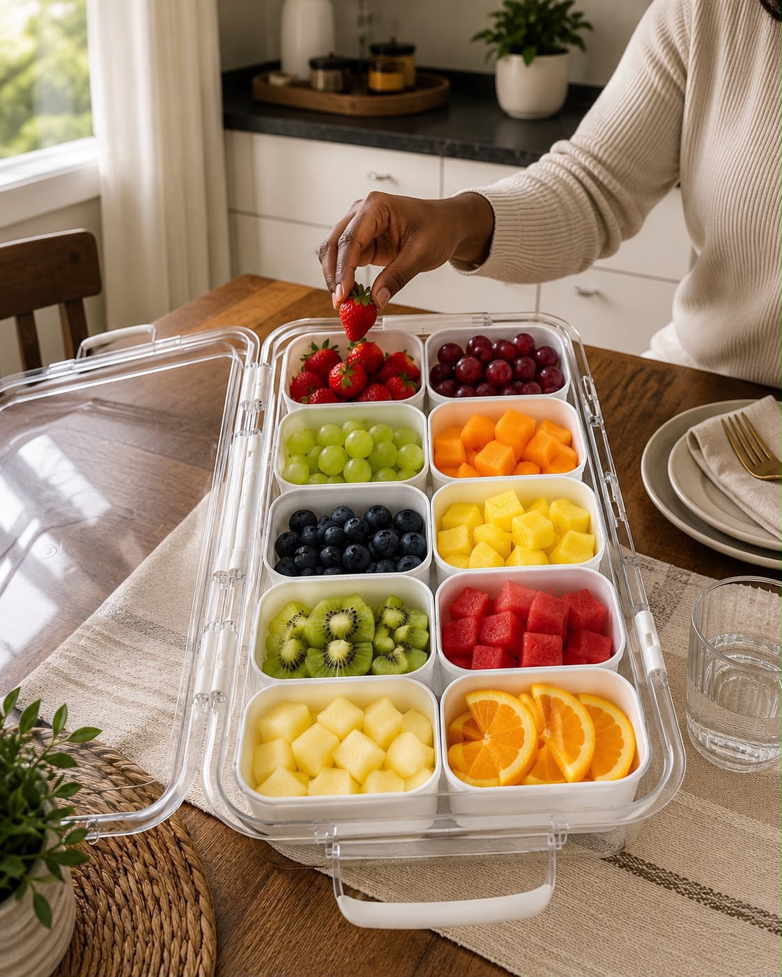10-compartment clear fridge box