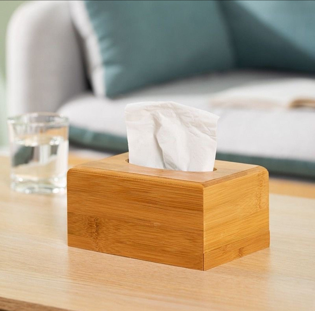 Bamboo Tissue Box Holder