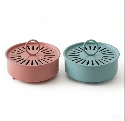 Premium quality iron mosquito-repellent incense box with cover.