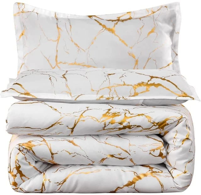 Luxury Gold Marble texture Foil style DUVET COVER Set