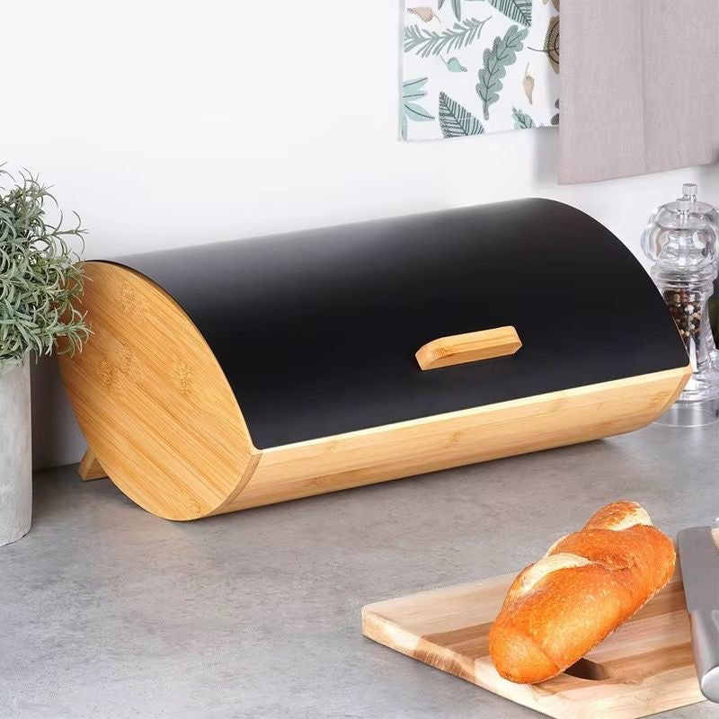 Bamboo Bread Bin with Metallic Cover