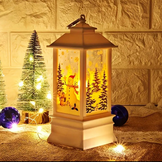 Santa Claus snowman lantern light