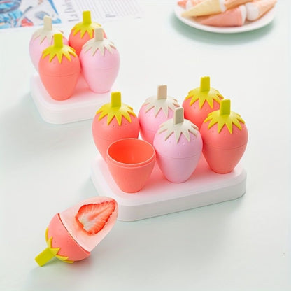 6 grids strawberry ice cream popsicles mold