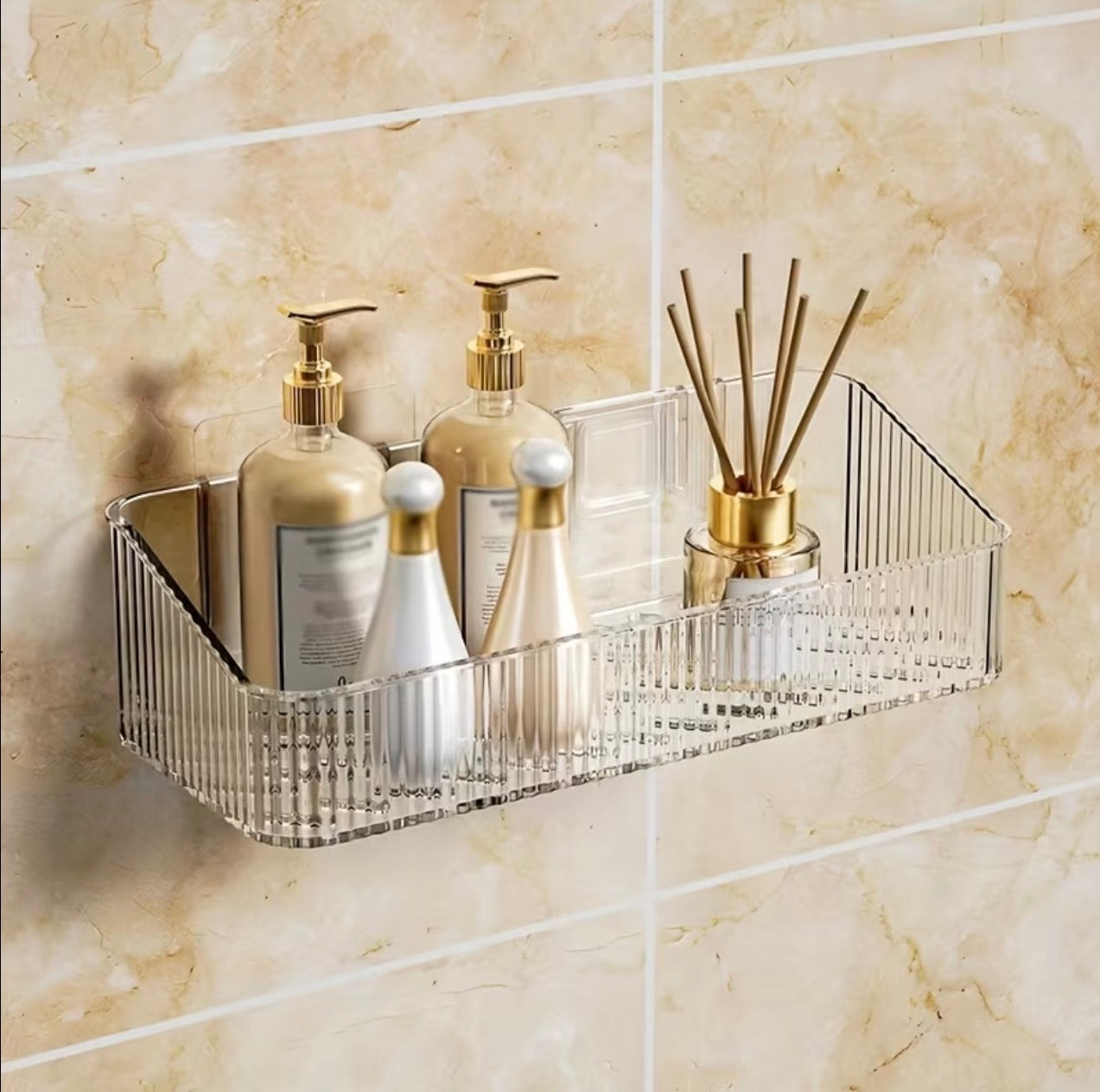 Acrylic wall mounted bathroom organizer