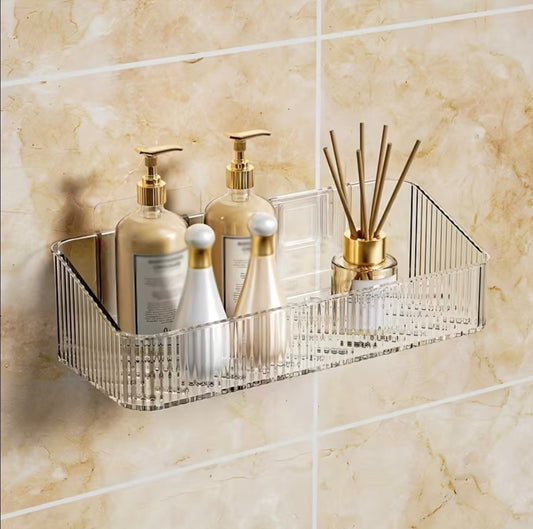 Acrylic wall mounted bathroom organizer