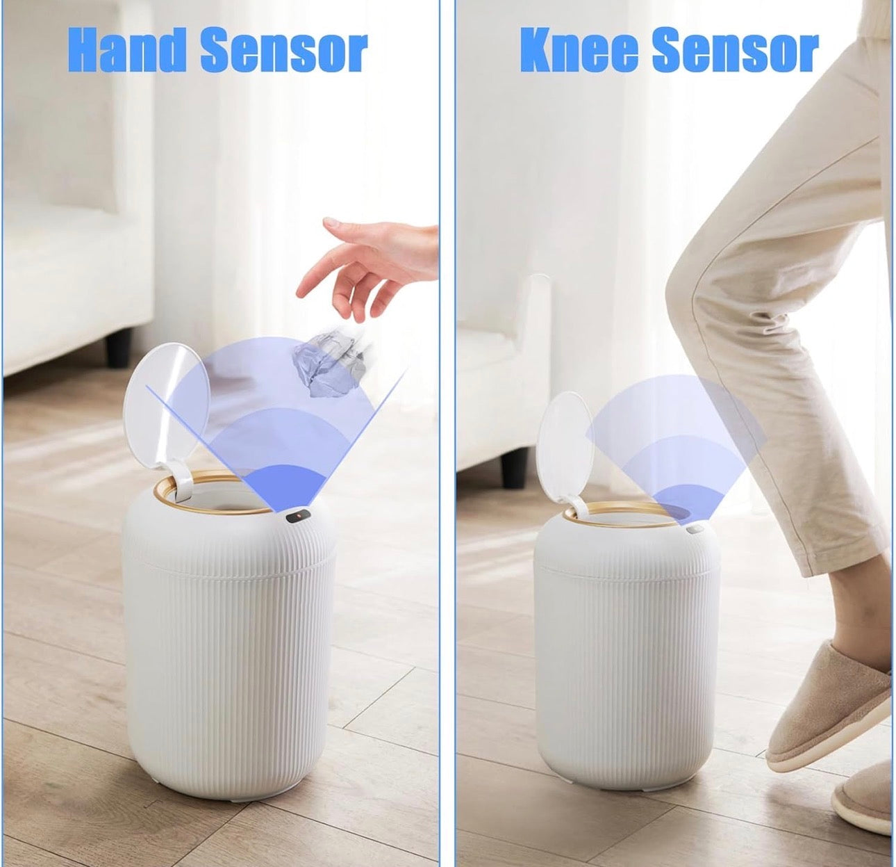 Round Intelligent Sensing Home Open Top Pressing Type 8L Large Capacity Storage Bucket with Legs