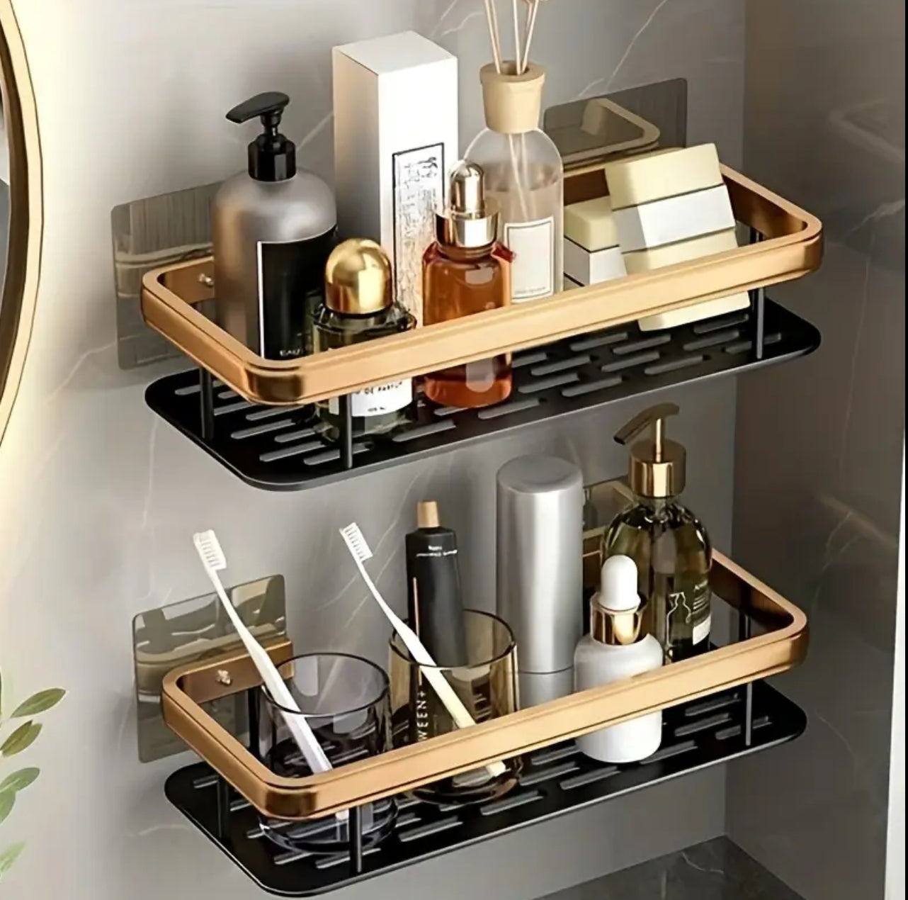 Double bathroom racks