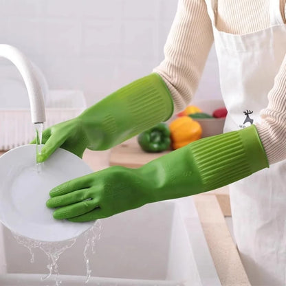 1 Pair Rubber Reusable Latex Household Hypoallergenic cleaning Gloves