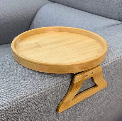 Round Bamboo Multifunctional Portable Sofa Tray.