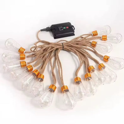 10M VINTAGE HEMP ROPE CHRISTMAS LIGHTS — USB + SOLAR | INDOOR & OUTDOOR