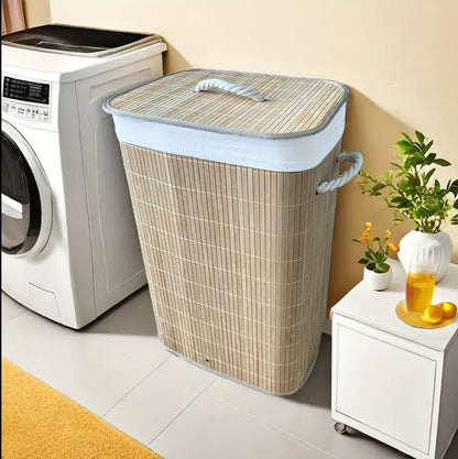 FOLDABLE LARGE CAPACITY Wooden laundry basket