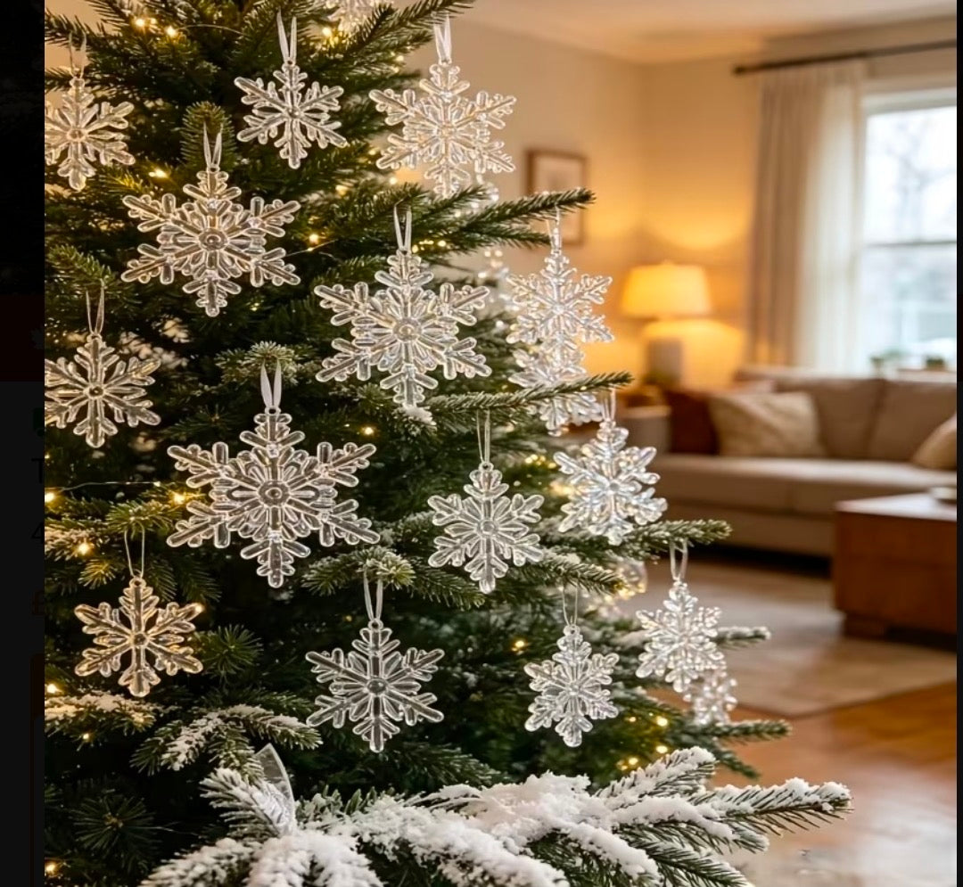 6-Piece Crystal Snowflake Christmas Ornaments