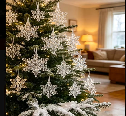 6-Piece Crystal Snowflake Christmas Ornaments