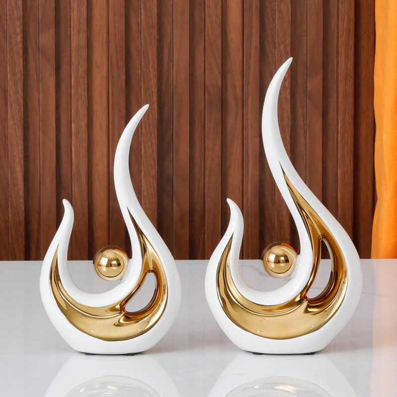 2pcs ABSTRACT ART CERAMIC STATUE