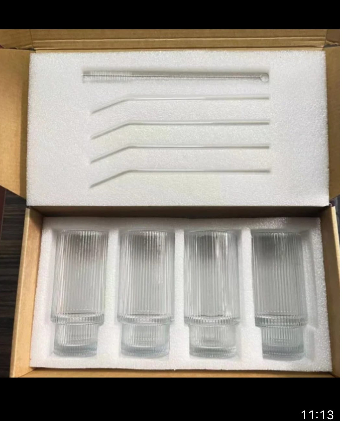 4pcs Aesthetic Highball crystal ribbed  glasses