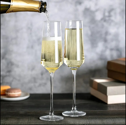 6pcs Elegant Crystal champagne glass with Long stem