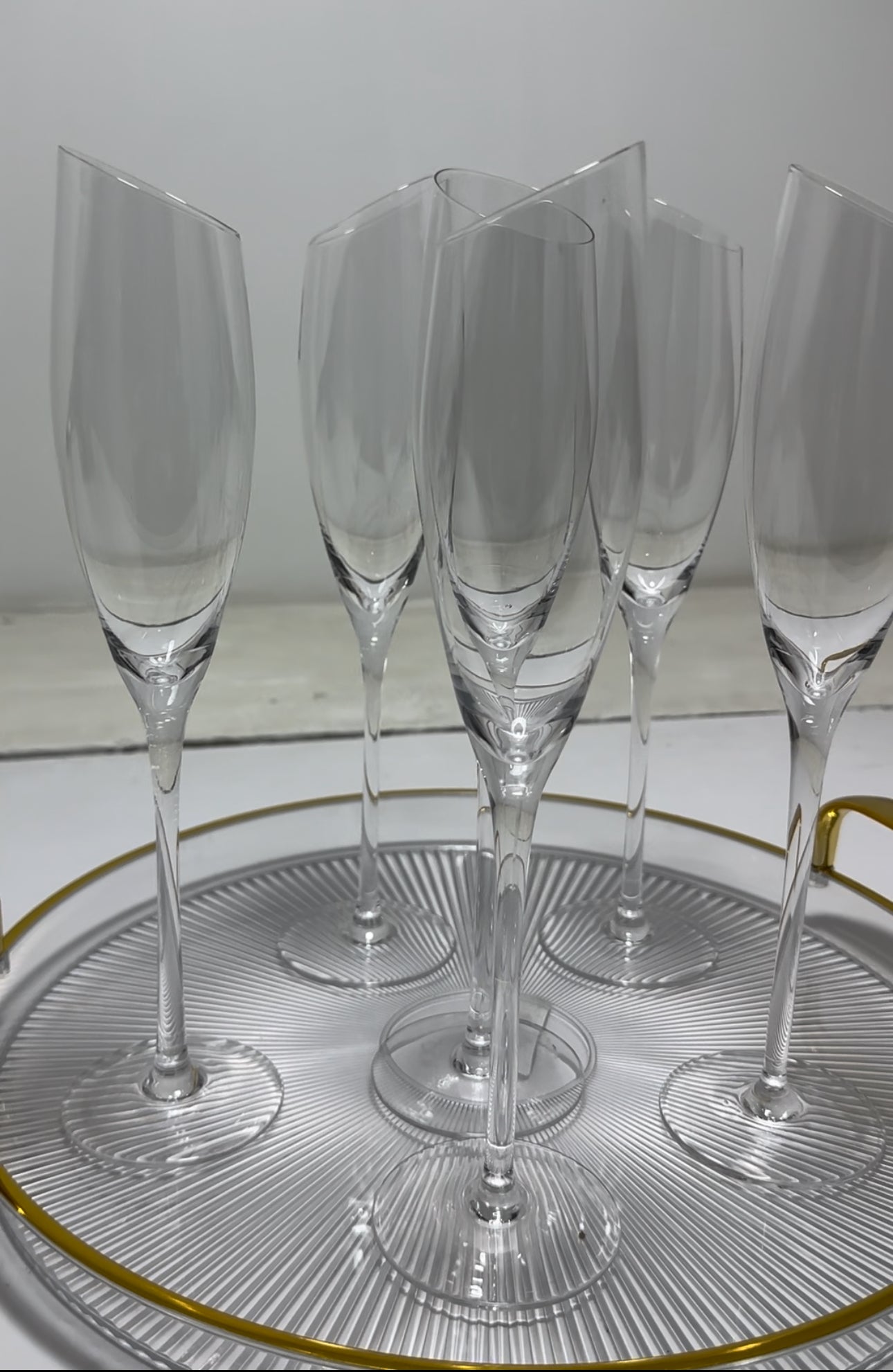 6pcs Elegant Slanted Crystal Glass