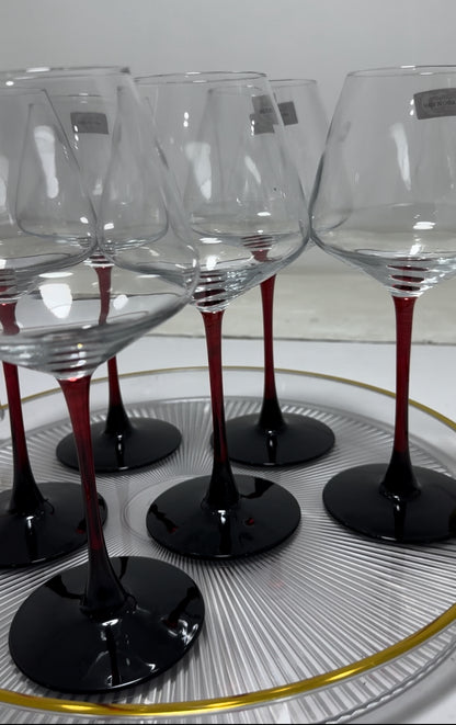 6pcs Crystal Red wine glass with Elegant Long stem