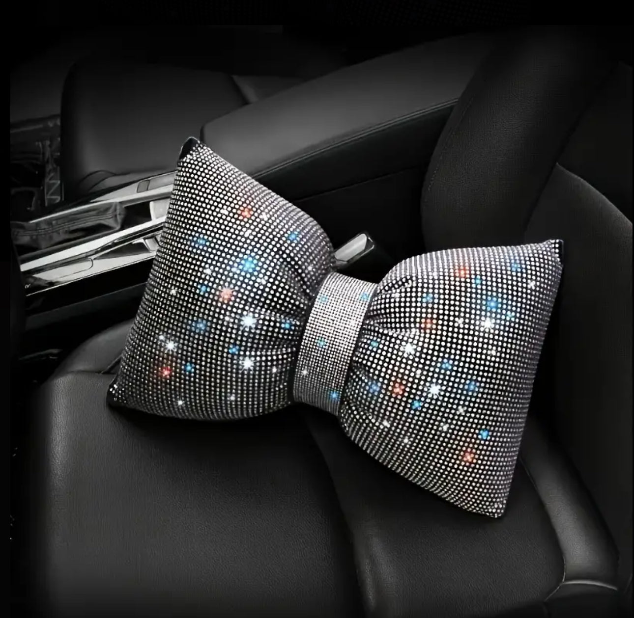 Universal luxury rhinestone diamond bowknot car headrest