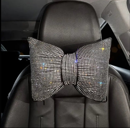 Universal luxury rhinestone diamond bowknot car headrest