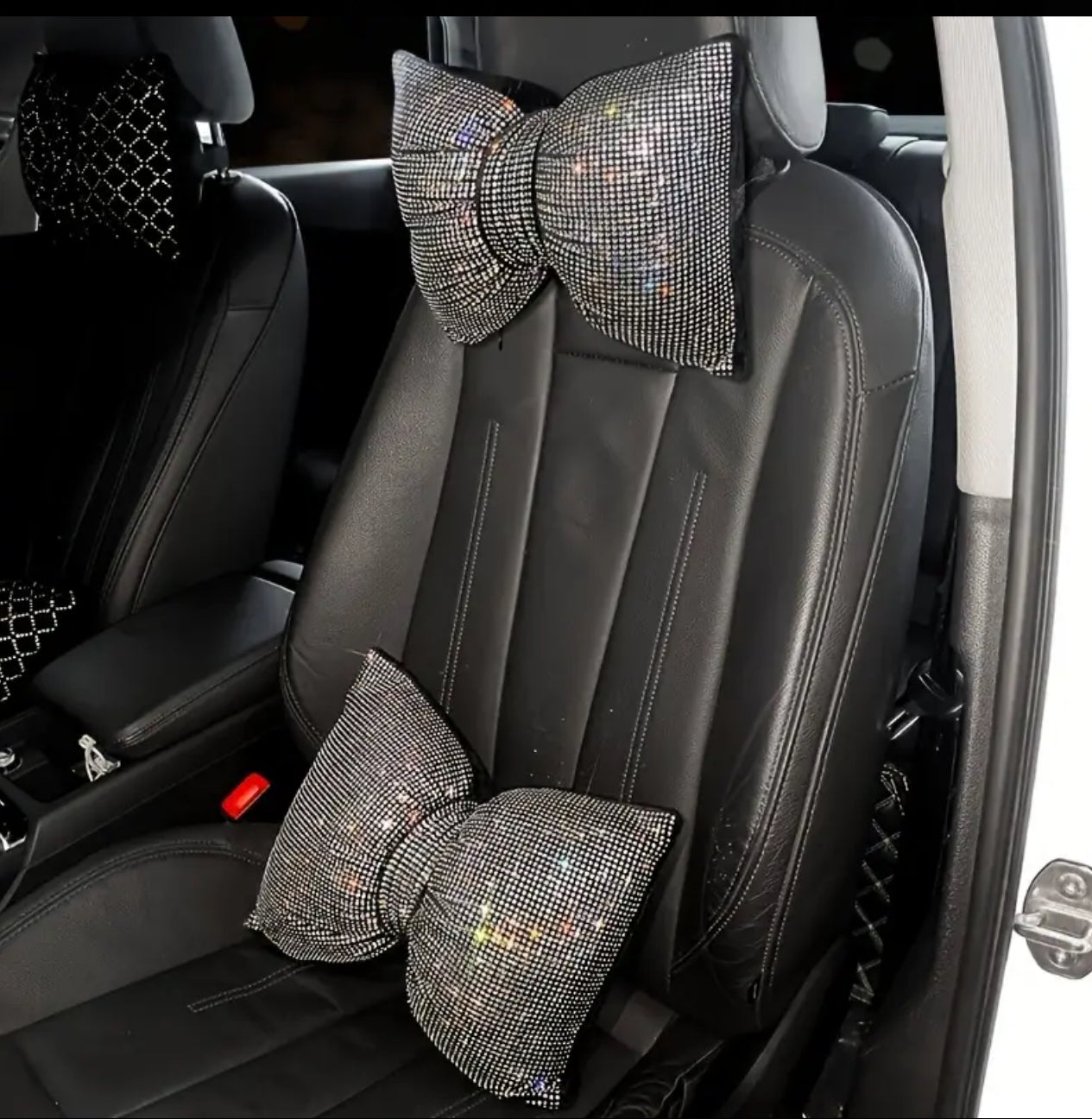 Universal luxury rhinestone diamond bowknot car headrest