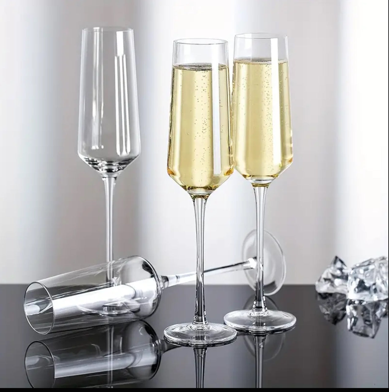 6pcs Elegant Crystal champagne glass with Long stem