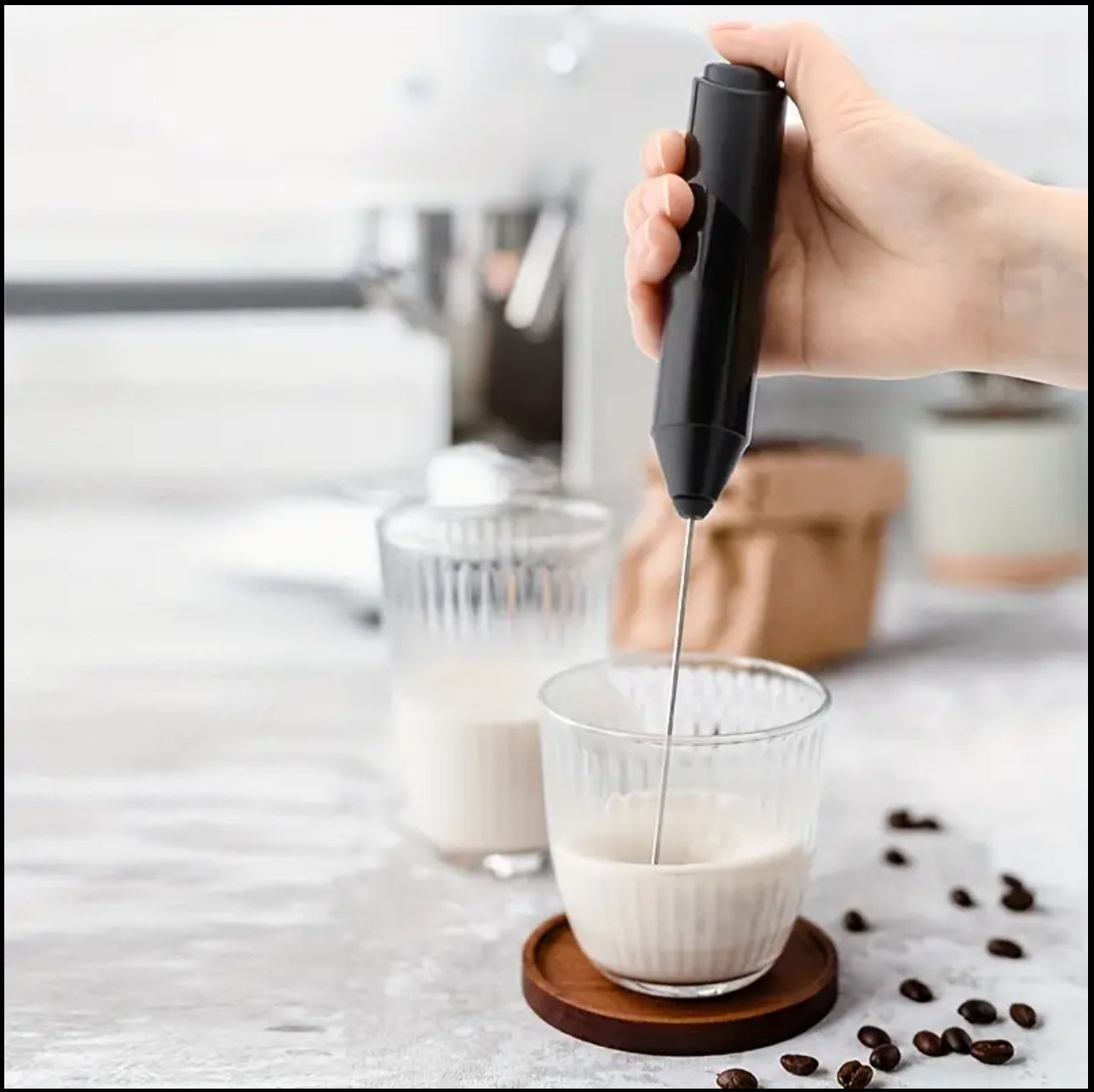 1pc Deluxe Stainless Steel Handheld Milk Frother