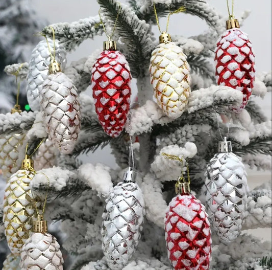 5Pcs Christmas Painted Pine Cone Balls