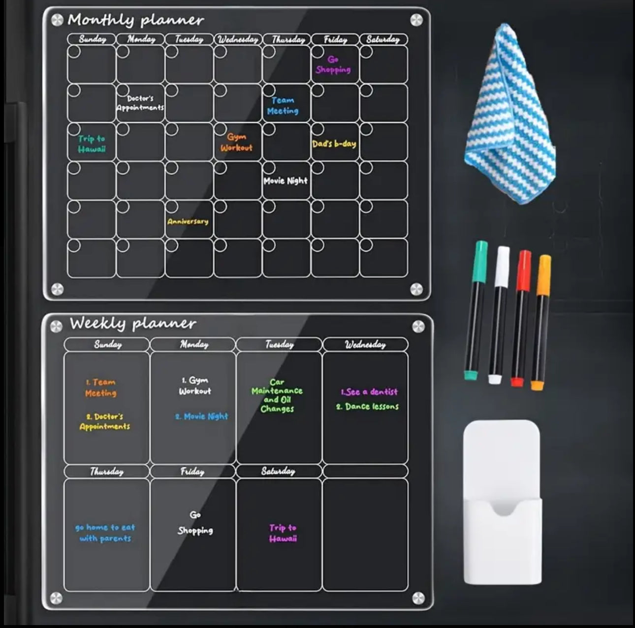 2 pcs set magnetic Montly/ WEEKLY fridge planner