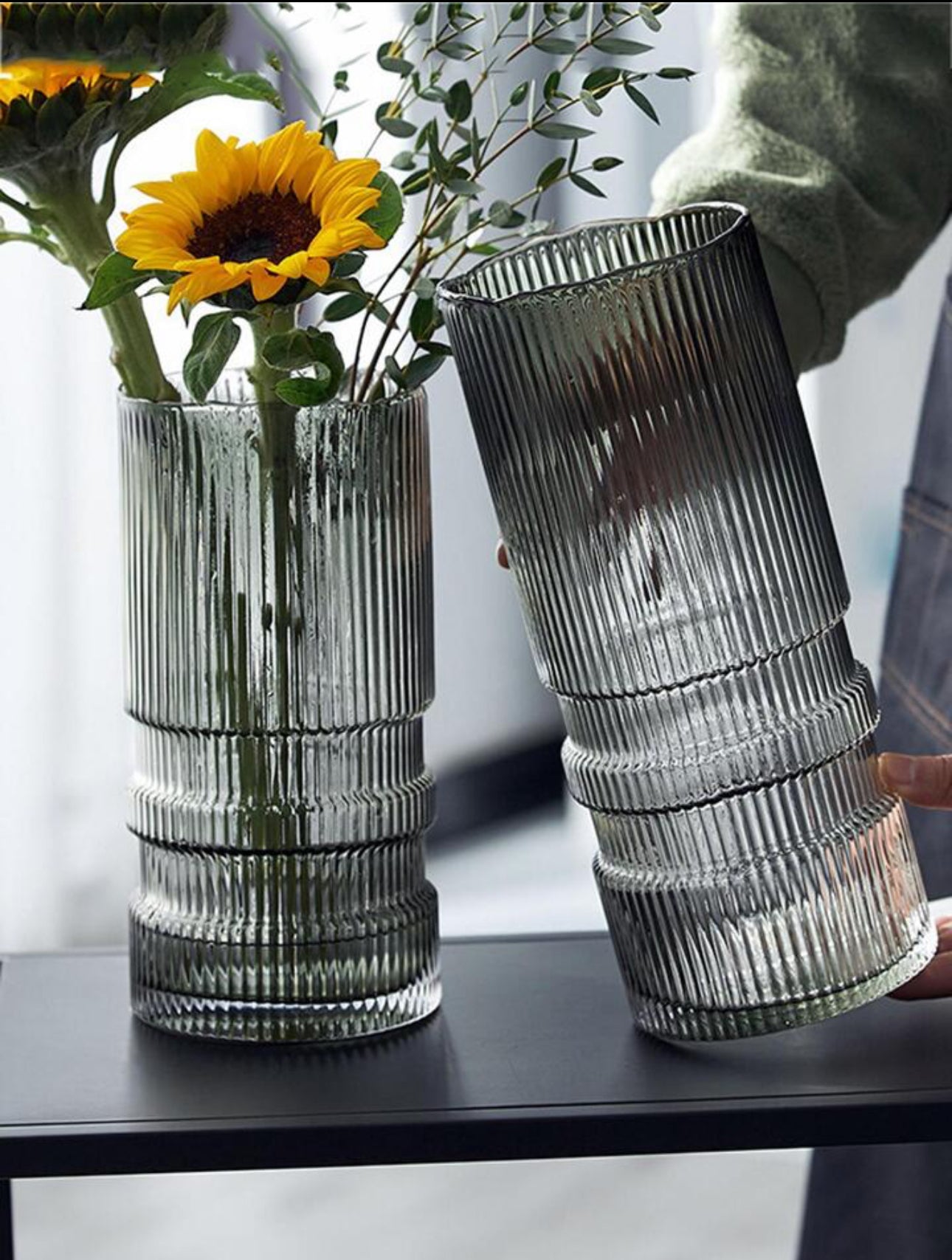 Modern creative dark  glass vase