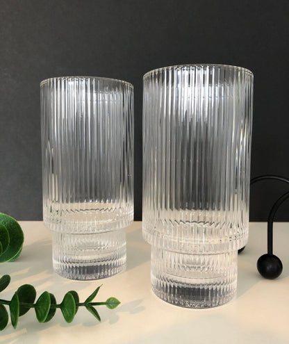 6pcs  Fancy Aesthetic Highball crystal ribbed  glasses