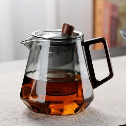 Diamond shaped heat resistant glass tea infuser Pot