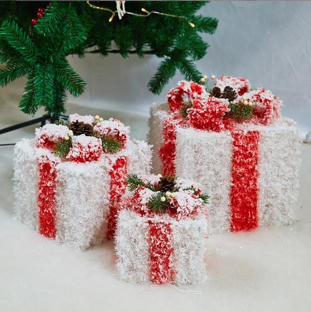 3pcs set snow lighted gift box