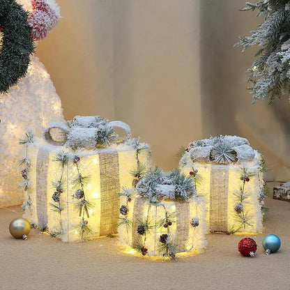 3pcs set snow lighted gift box