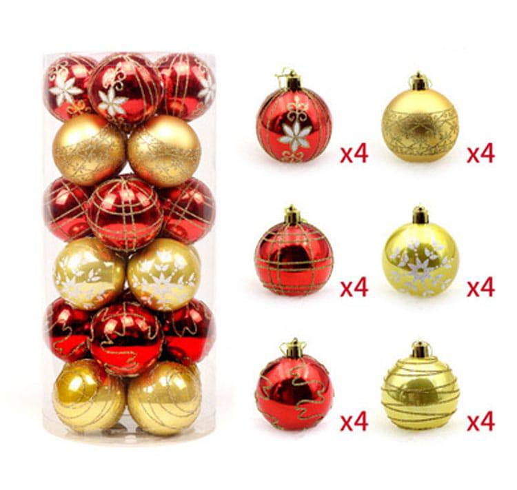 Multicoloured 24pcs Christmas balls decor set