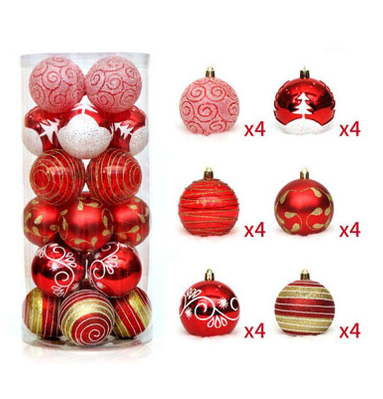 Multicoloured 24pcs Christmas balls decor set