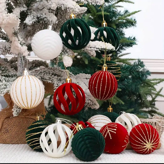 6pcs set White Christmas balls