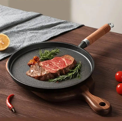 High quality non stick pan with a wooden handle