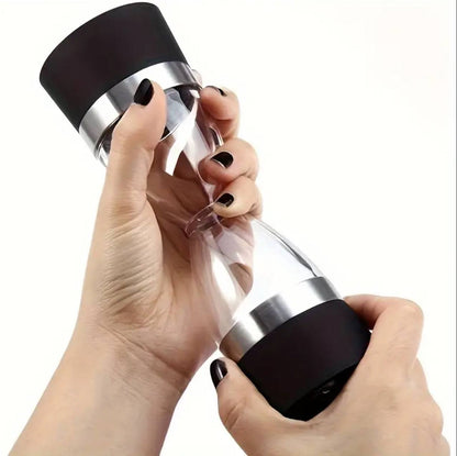 Manually adjustable thickness, hour glass 2 in 1 Dual Salt Pepper mill