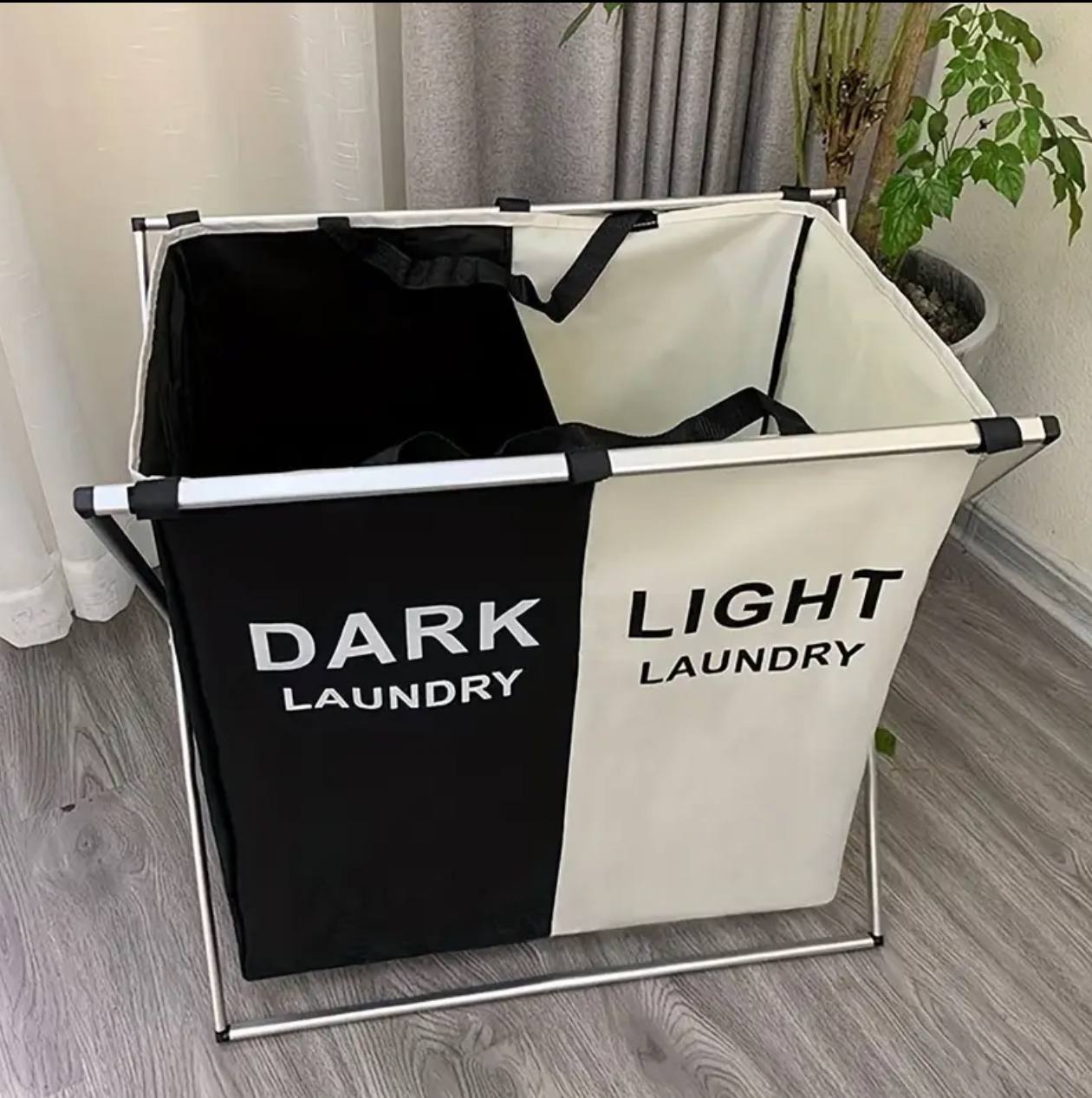 2 compartment foldable laundry basket