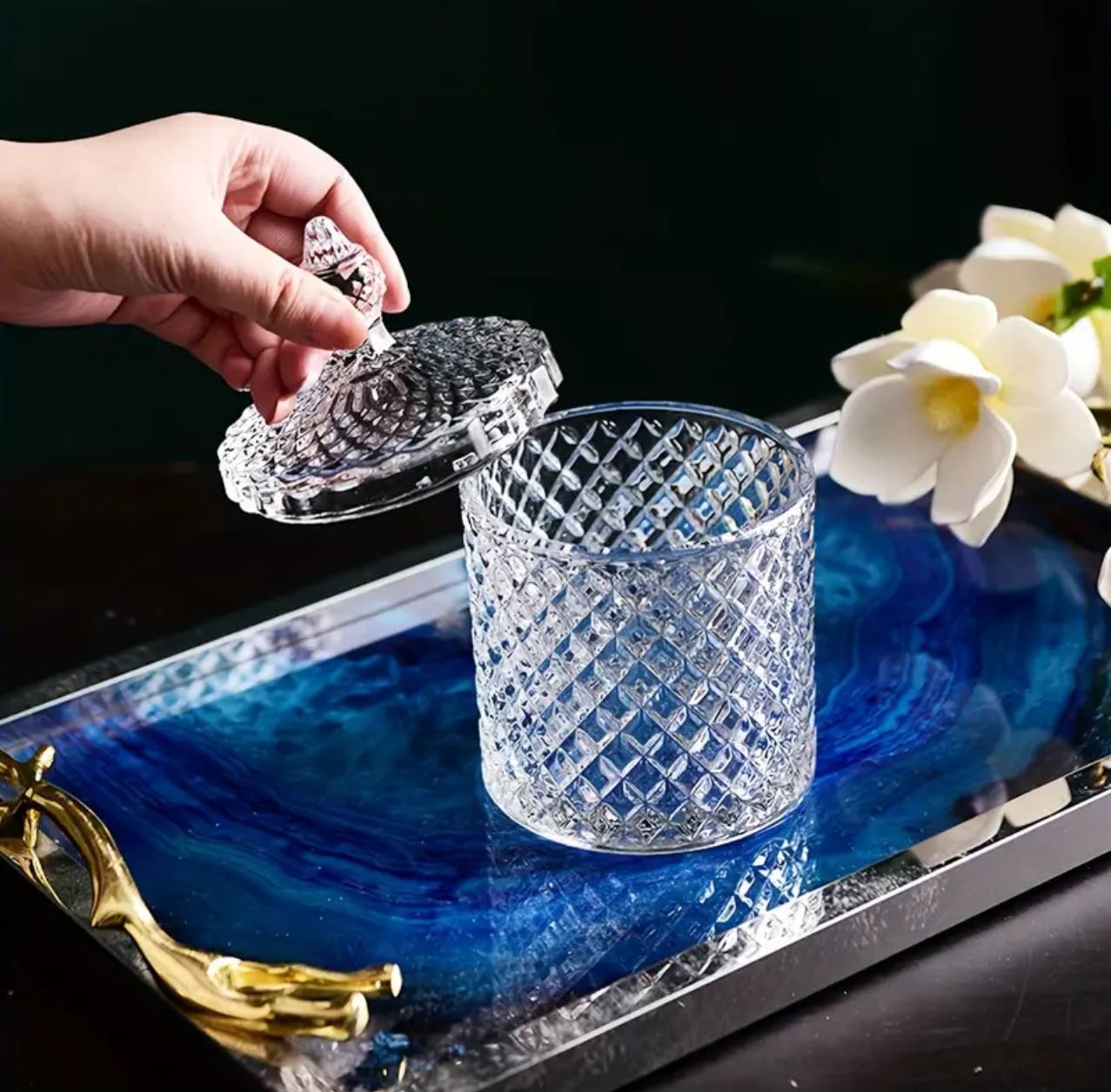 Large glass sugar dish