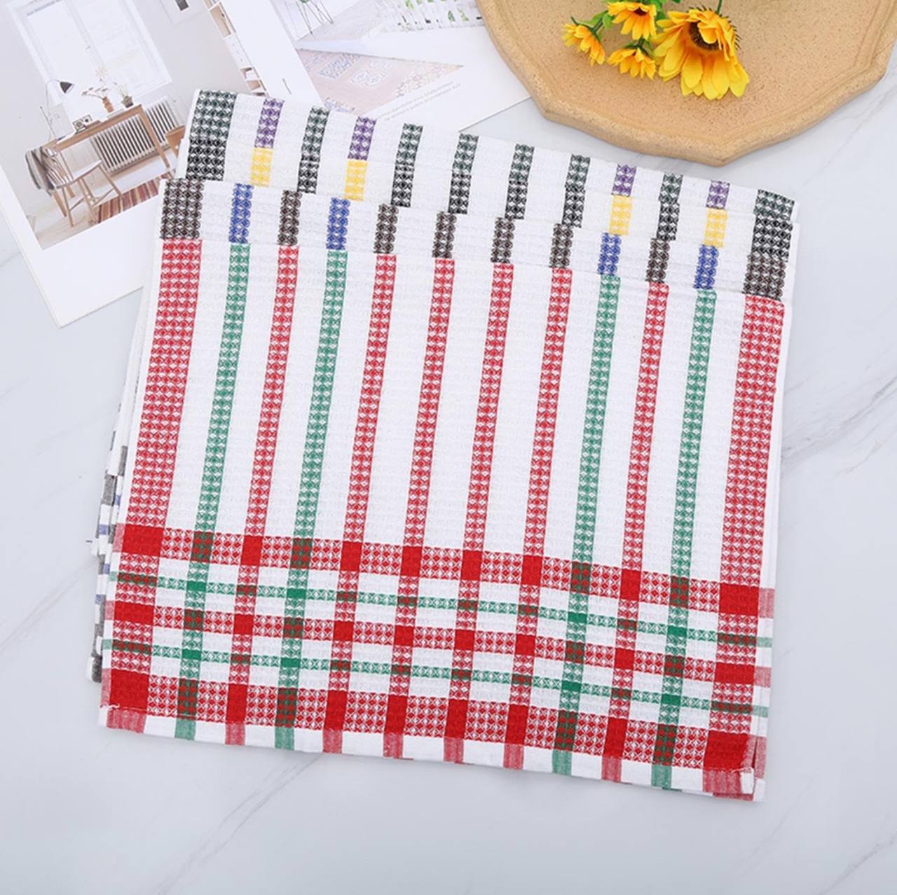 4pcs set 100% cotton Bright Large Tea Towels, 4-Pack, 42cm x 68cm Stripe Dish Towels