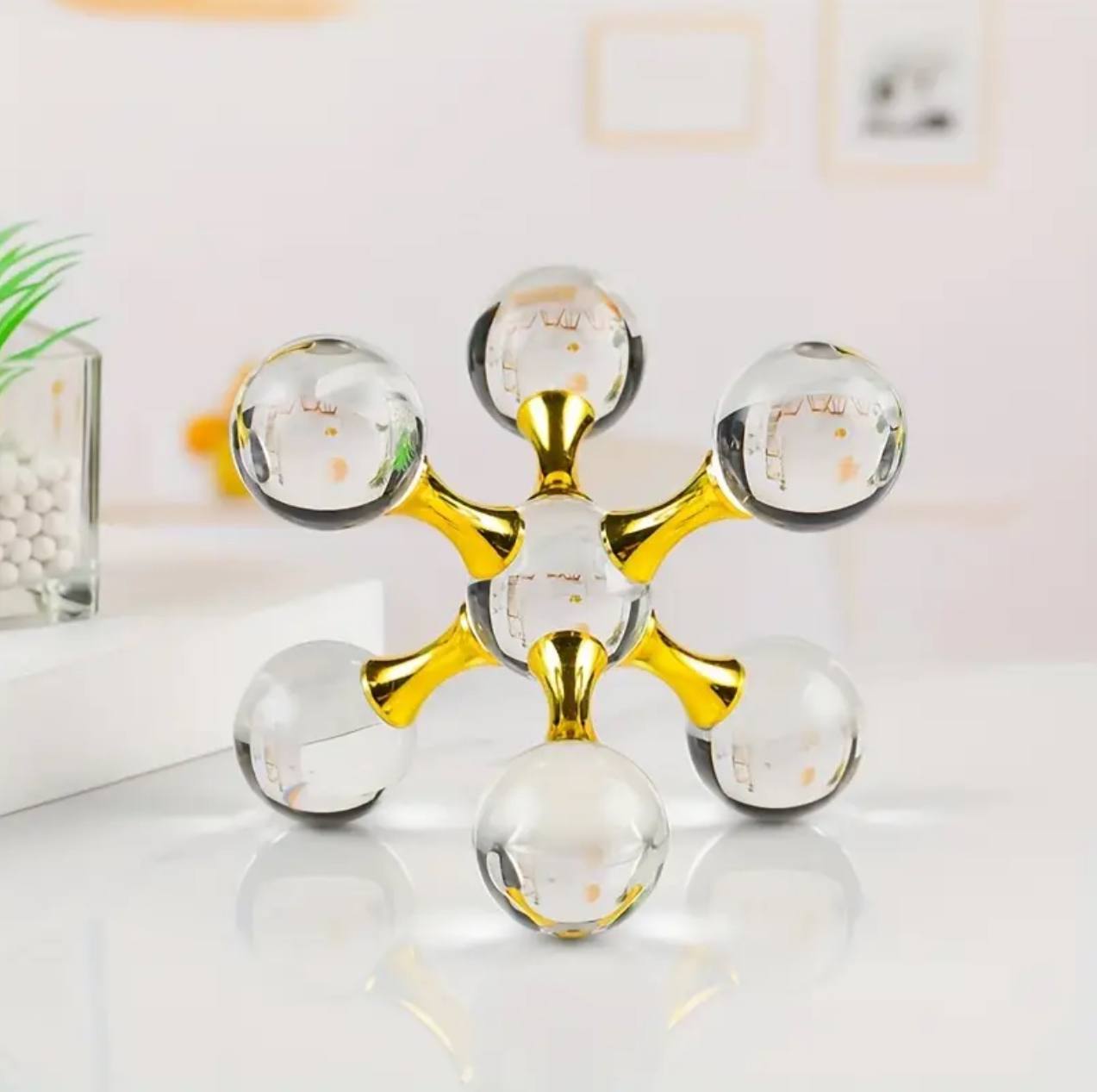 Decorative Sculpture, Modern Minimalist Metal Crystal Molecular Ball Decoration